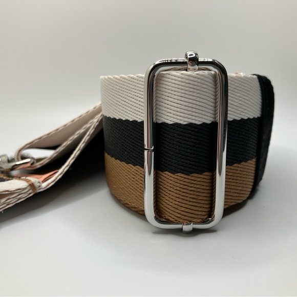 shortyLOVE Boardwalk Strap for Crossbody Bag Black White Brown Stripe - Picture 5 of 6